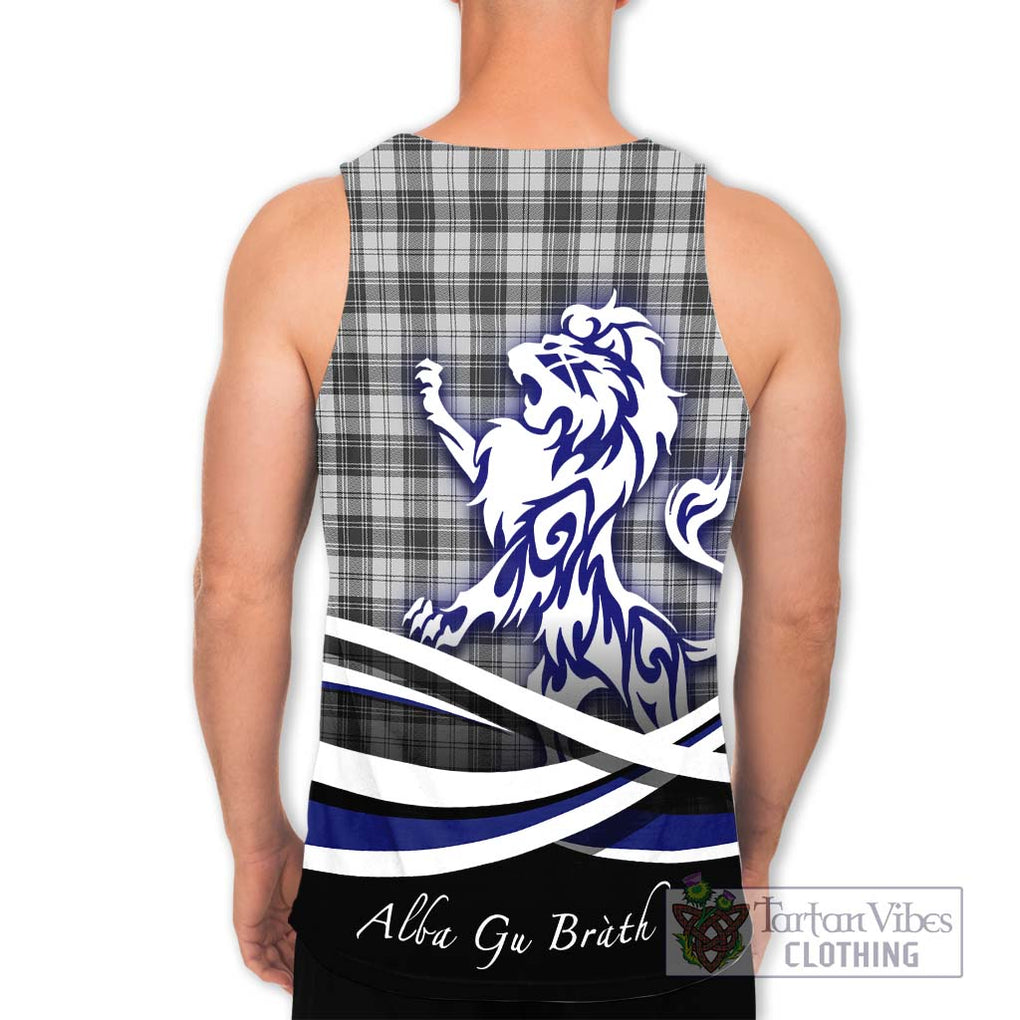 Douglas Grey Modern Tartan Men's Tank Top with Alba Gu Brath Regal Lion Emblem - Tartanvibesclothing Shop