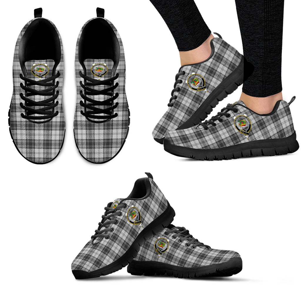 Douglas Grey Modern Tartan Sneakers with Family Crest - Tartan Vibes Clothing