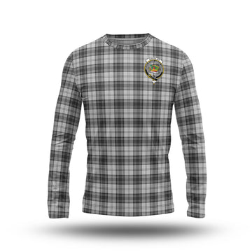 Douglas Grey Modern Tartan Long Sleeve T-Shirt with Family Crest