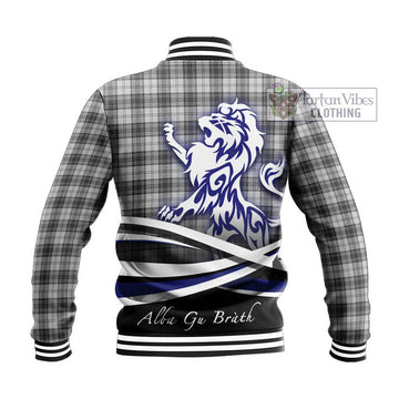 Douglas Grey Modern Tartan Baseball Jacket with Alba Gu Brath Regal Lion Emblem