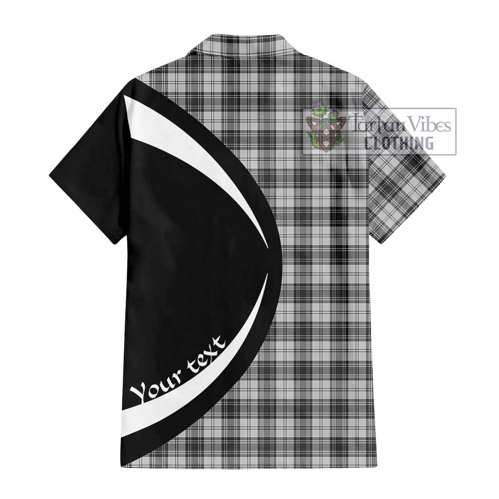 Douglas Grey Modern Tartan Short Sleeve Button Up with Family Crest Circle Style - Tartan Vibes Clothing