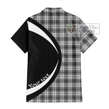 Douglas Grey Modern Tartan Short Sleeve Button Up with Family Crest Circle Style