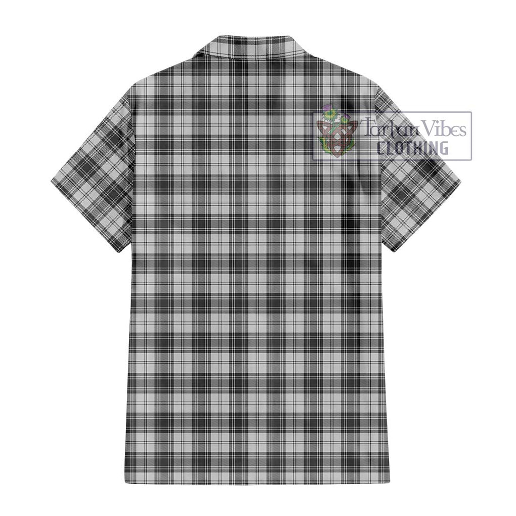 Douglas Grey Modern Tartan Short Sleeve Button Shirt with Family Crest DNA In Me Style - Tartanvibesclothing Shop