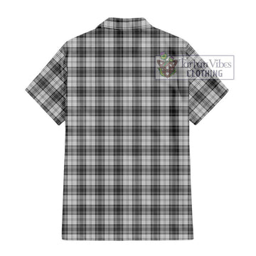 Douglas Grey Modern Tartan Short Sleeve Button Shirt with Family Crest DNA In Me Style