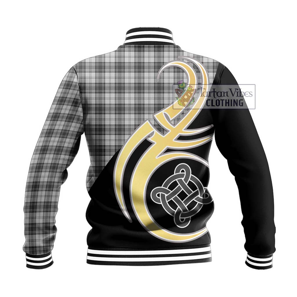 Douglas Grey Modern Tartan Baseball Jacket with Family Crest and Celtic Symbol Style - Tartan Vibes Clothing