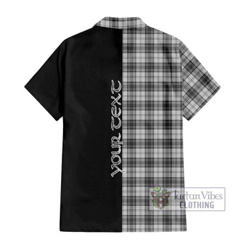 Douglas Grey Modern Tartan Short Sleeve Button Shirt with Family Crest and Half Of Me Style