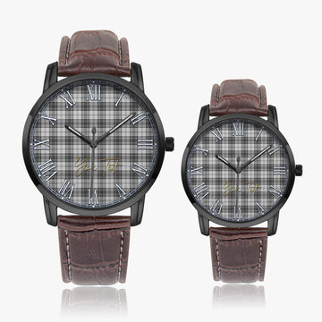 Douglas Grey Modern Tartan Personalized Your Text Leather Trap Quartz Watch