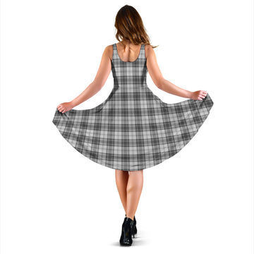 Douglas Grey Modern Tartan Sleeveless Midi Womens Dress