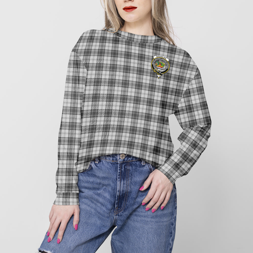 Douglas Grey Modern Tartan Sweatshirt with Family Crest - Tartan Vibes Clothing