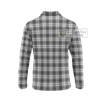 Douglas Grey Modern Tartan Long Sleeve Polo Shirt with Family Crest DNA In Me Style