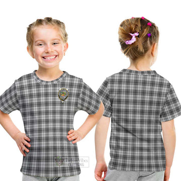 Douglas Grey Modern Tartan Kid T-Shirt with Family Crest