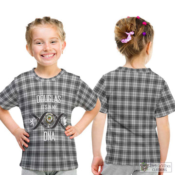 Douglas Grey Modern Tartan Kid T-Shirt with Family Crest DNA In Me Style