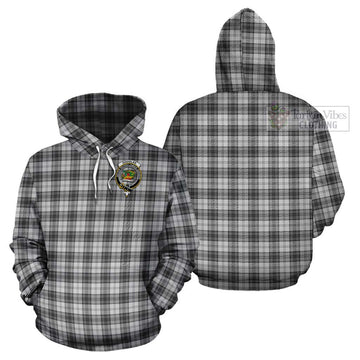 Douglas Grey Modern Tartan Cotton Hoodie with Family Crest