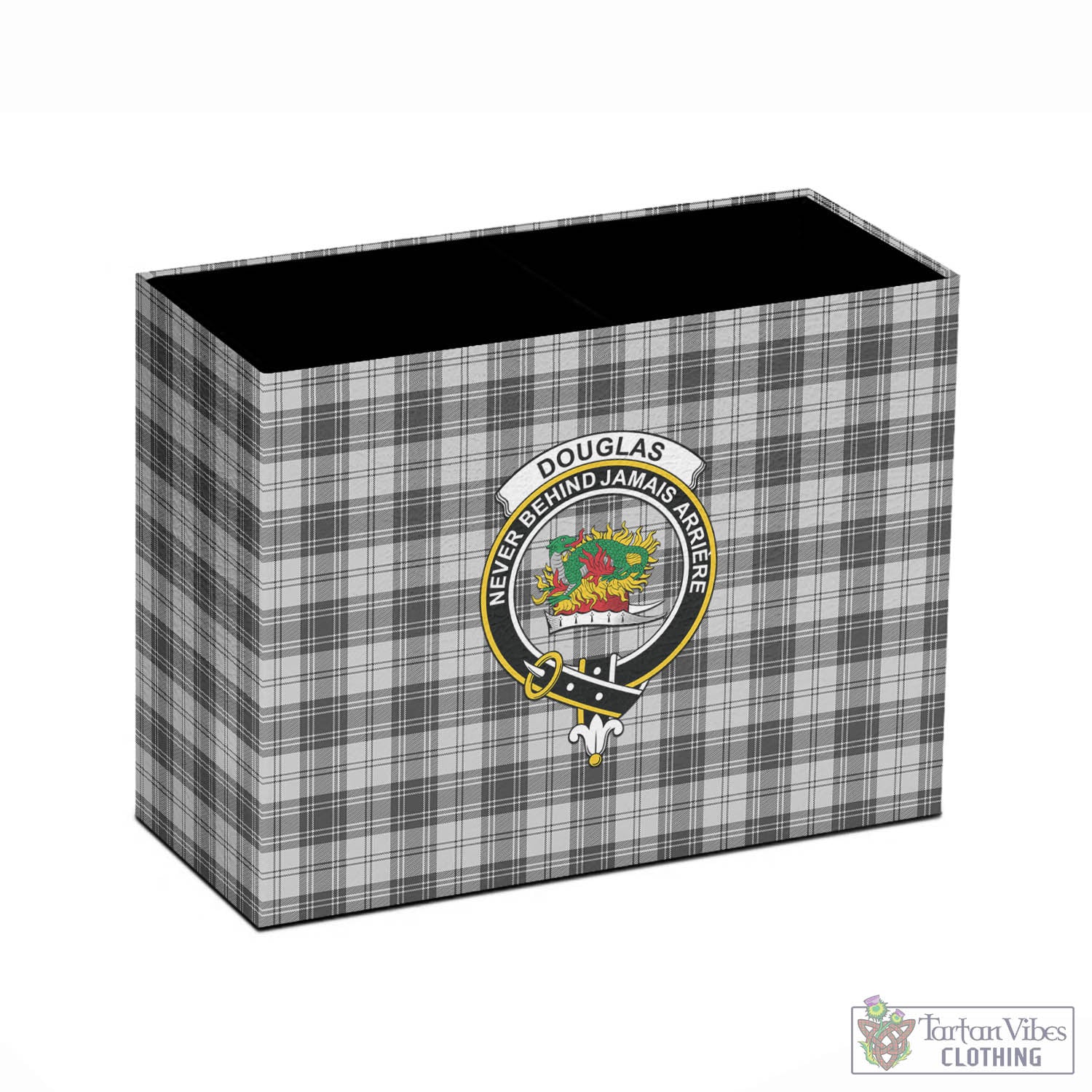 Tartan Vibes Clothing Douglas Grey Modern Tartan Pen Holder with Family Crest