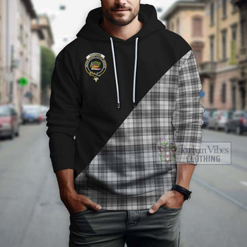 Douglas Grey Modern Tartan Hoodie with Family Crest and Military Logo Style