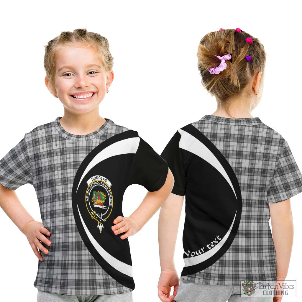 Douglas Grey Modern Tartan Kid T-Shirt with Family Crest Circle Style - Tartan Vibes Clothing