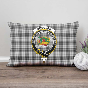 Douglas Grey Modern Tartan Pillow Cover with Family Crest