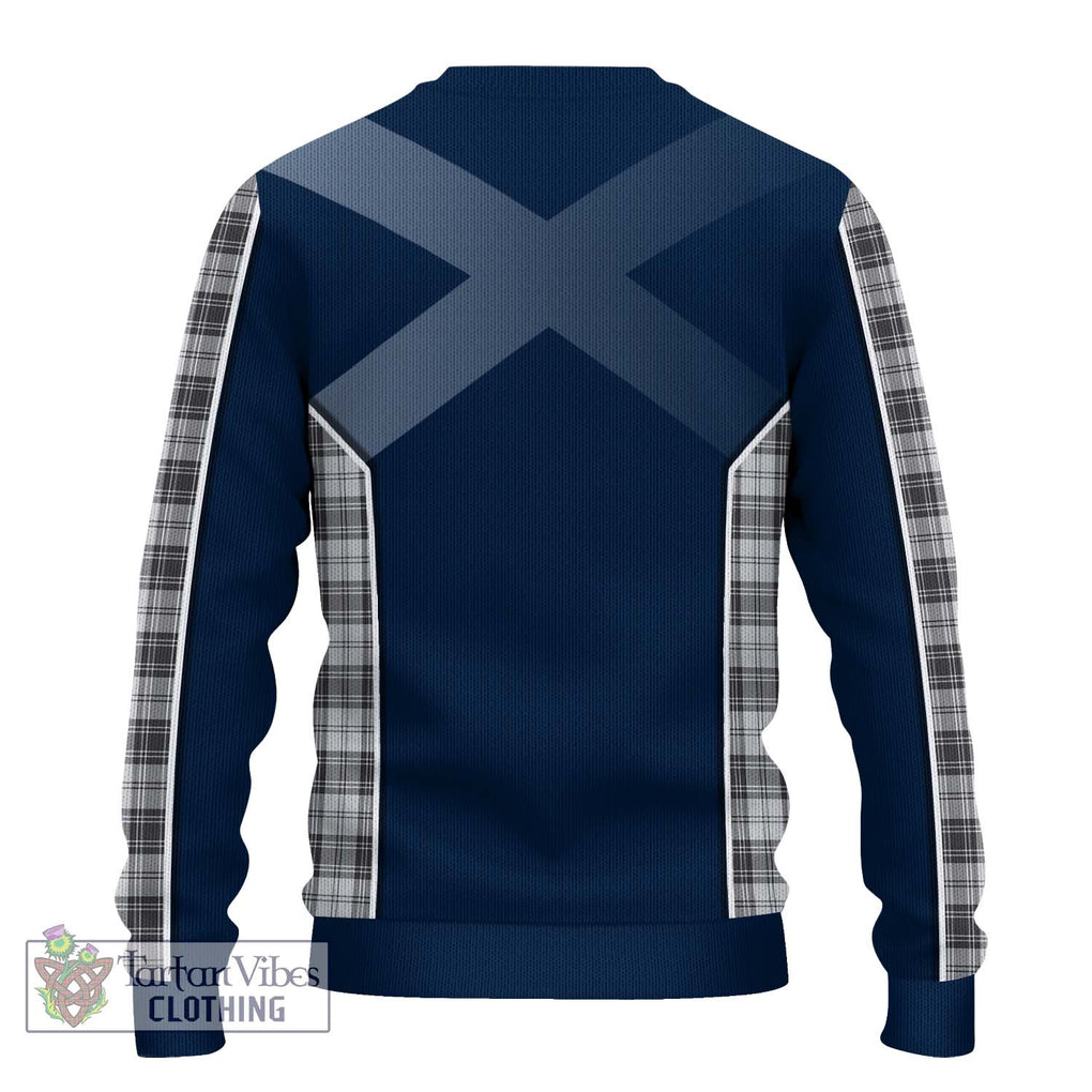 Douglas Grey Modern Tartan Knitted Sweater with Family Crest and Lion Rampant Vibes Sport Style - Tartan Vibes Clothing