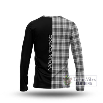 Douglas Grey Modern Tartan Long Sleeve T-Shirt with Family Crest and Half Of Me Style