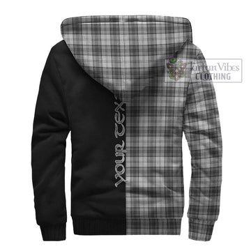 Douglas Grey Modern Tartan Sherpa Hoodie with Family Crest and Half Of Me Style