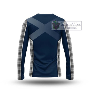 Douglas Grey Modern Tartan Long Sleeve T-Shirt with Family Crest and Lion Rampant Vibes Sport Style