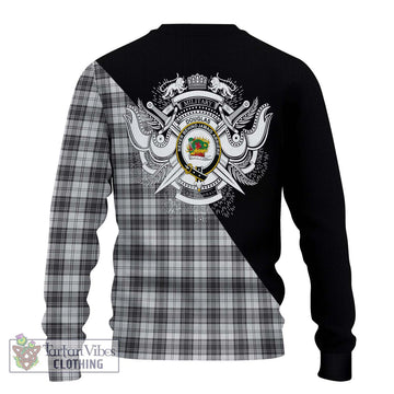 Douglas Grey Modern Tartan Ugly Sweater with Family Crest and Military Logo Style