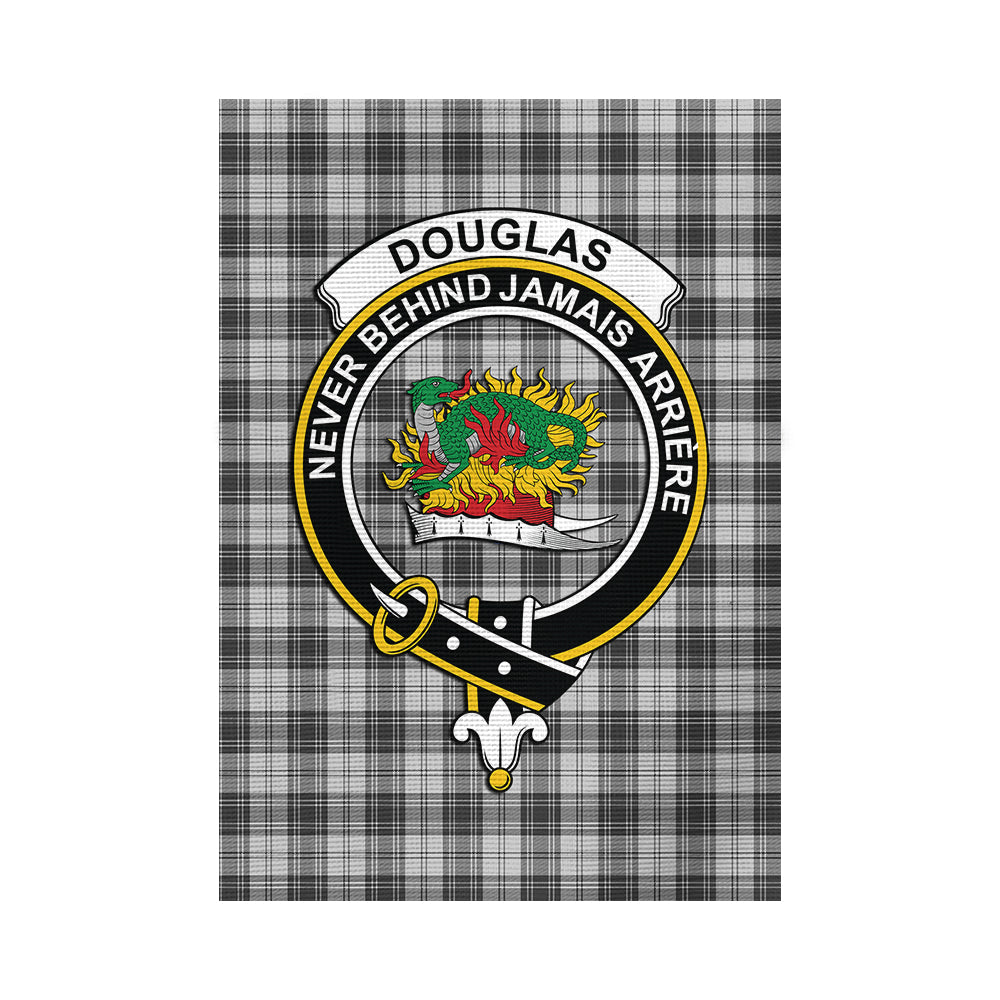 Douglas Grey Modern Tartan Flag with Family Crest - Tartan Vibes Clothing