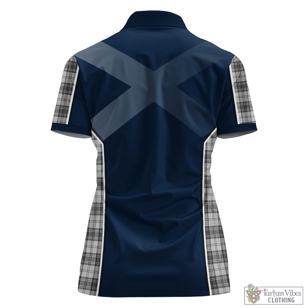 Tartan Vibes Clothing Douglas Grey Modern Tartan Women's Polo Shirt with Family Crest and Scottish Thistle Vibes Sport Style