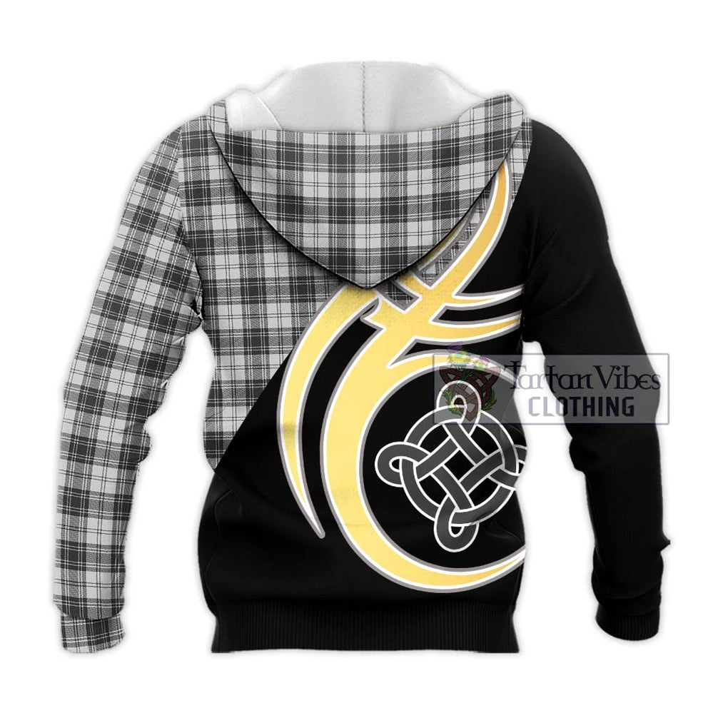 Douglas Grey Modern Tartan Knitted Hoodie with Family Crest and Celtic Symbol Style - Tartan Vibes Clothing