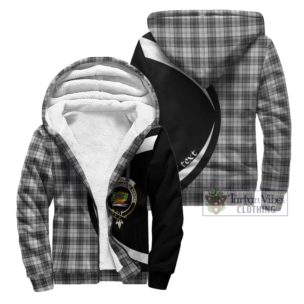 Douglas Grey Modern Tartan Sherpa Hoodie with Family Crest Circle Style Unisex - Tartan Vibes Clothing