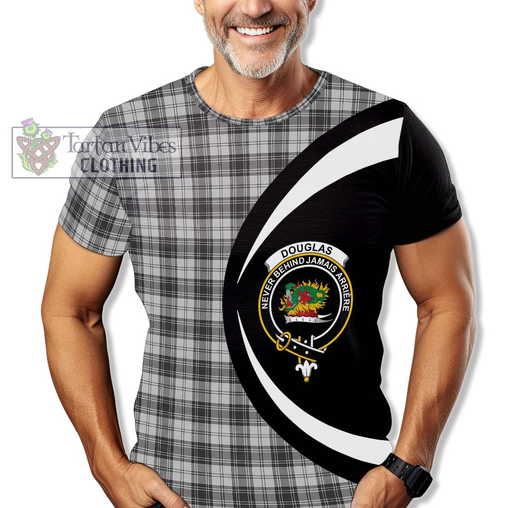 Tartan Vibes Clothing Douglas Grey Modern Tartan T-Shirt with Family Crest Circle Style