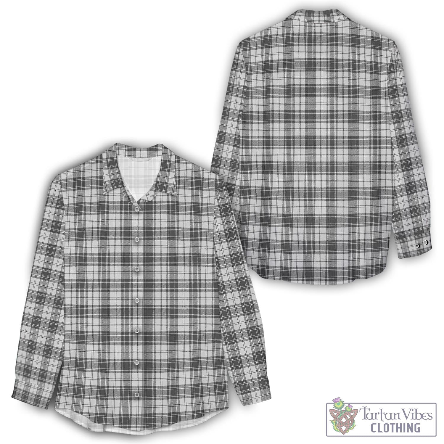 Douglas Grey Modern Tartan Womens Casual Shirt