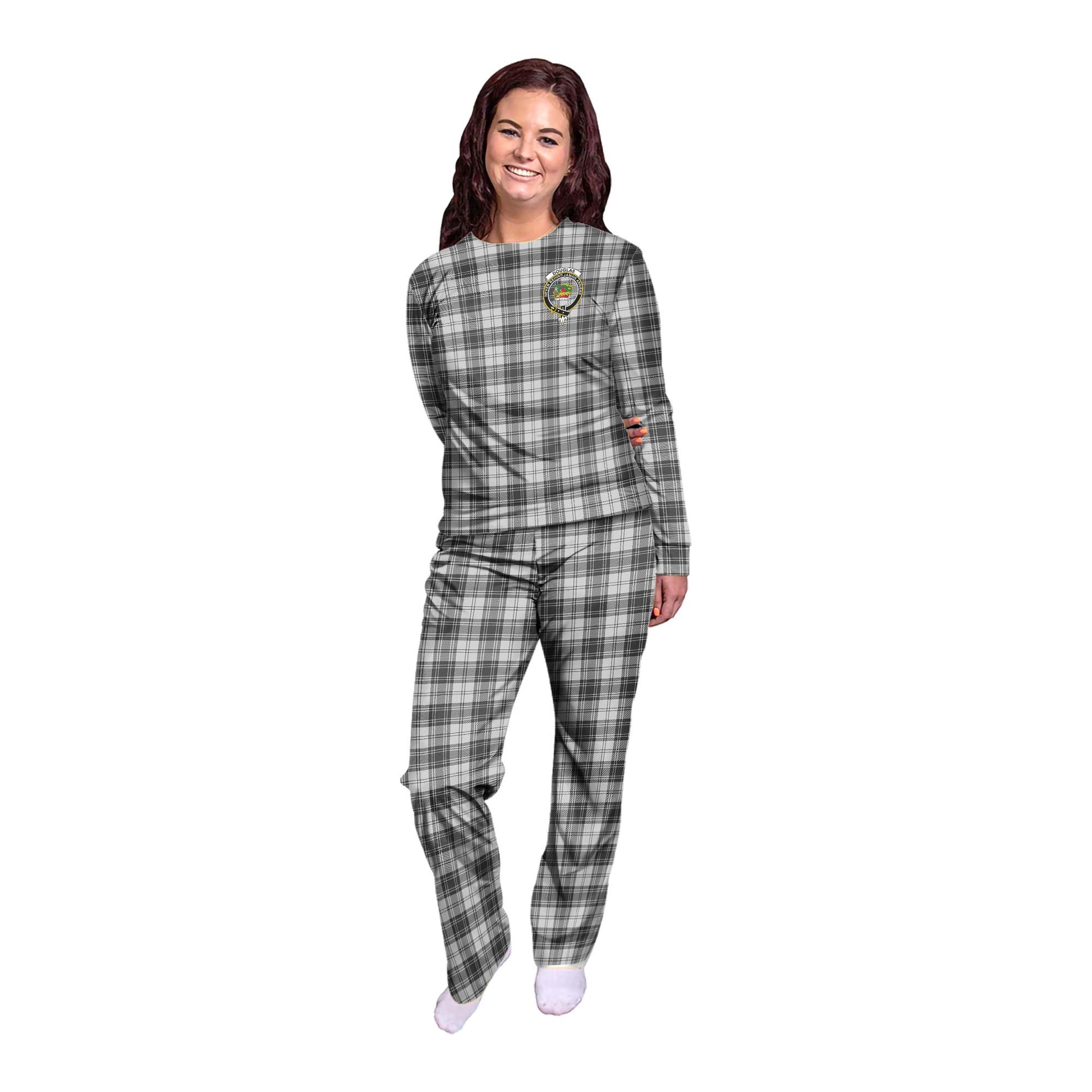 Douglas Grey Modern Tartan Pajamas Family Set with Family Crest - Tartan Vibes Clothing