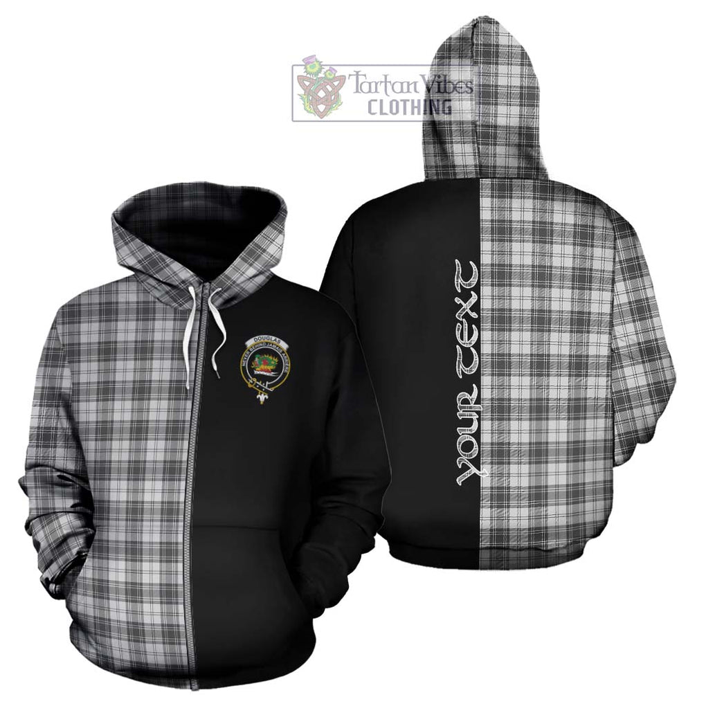 Douglas Grey Modern Tartan Hoodie with Family Crest and Half Of Me Style - Tartanvibesclothing Shop