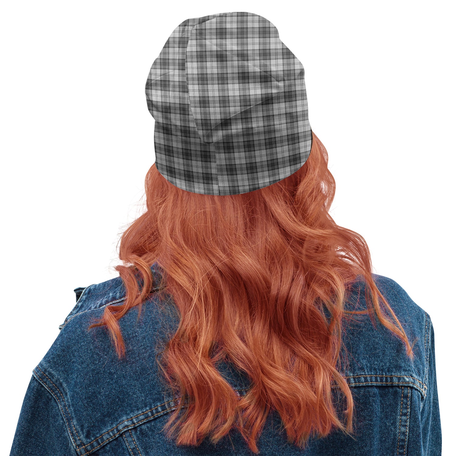 Douglas Grey Modern Tartan Beanies Hat with Family Crest - Tartan Vibes Clothing