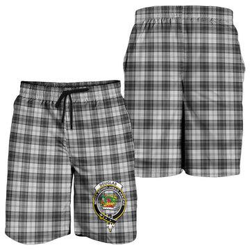 Douglas Grey Modern Tartan Mens Shorts with Family Crest