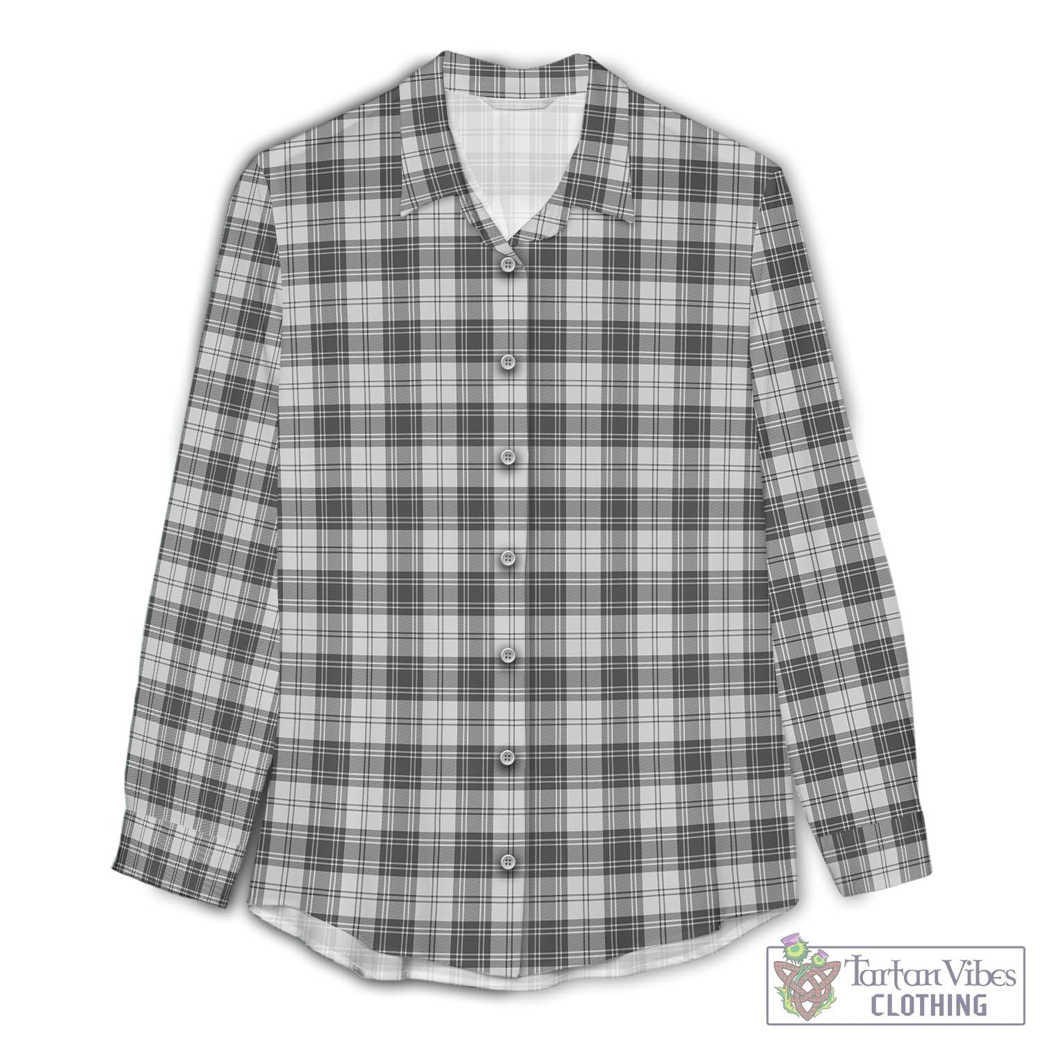 Douglas Grey Modern Tartan Womens Casual Shirt