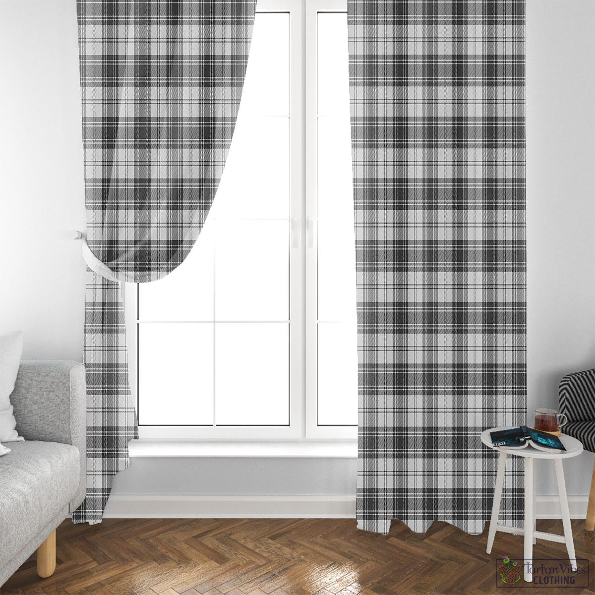 Douglas Grey Modern Tartan Window Curtain