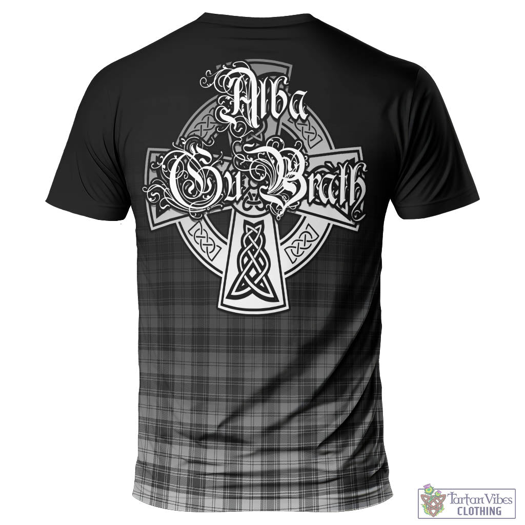 Tartan Vibes Clothing Douglas Grey Modern Tartan T-Shirt Featuring Alba Gu Brath Family Crest Celtic Inspired