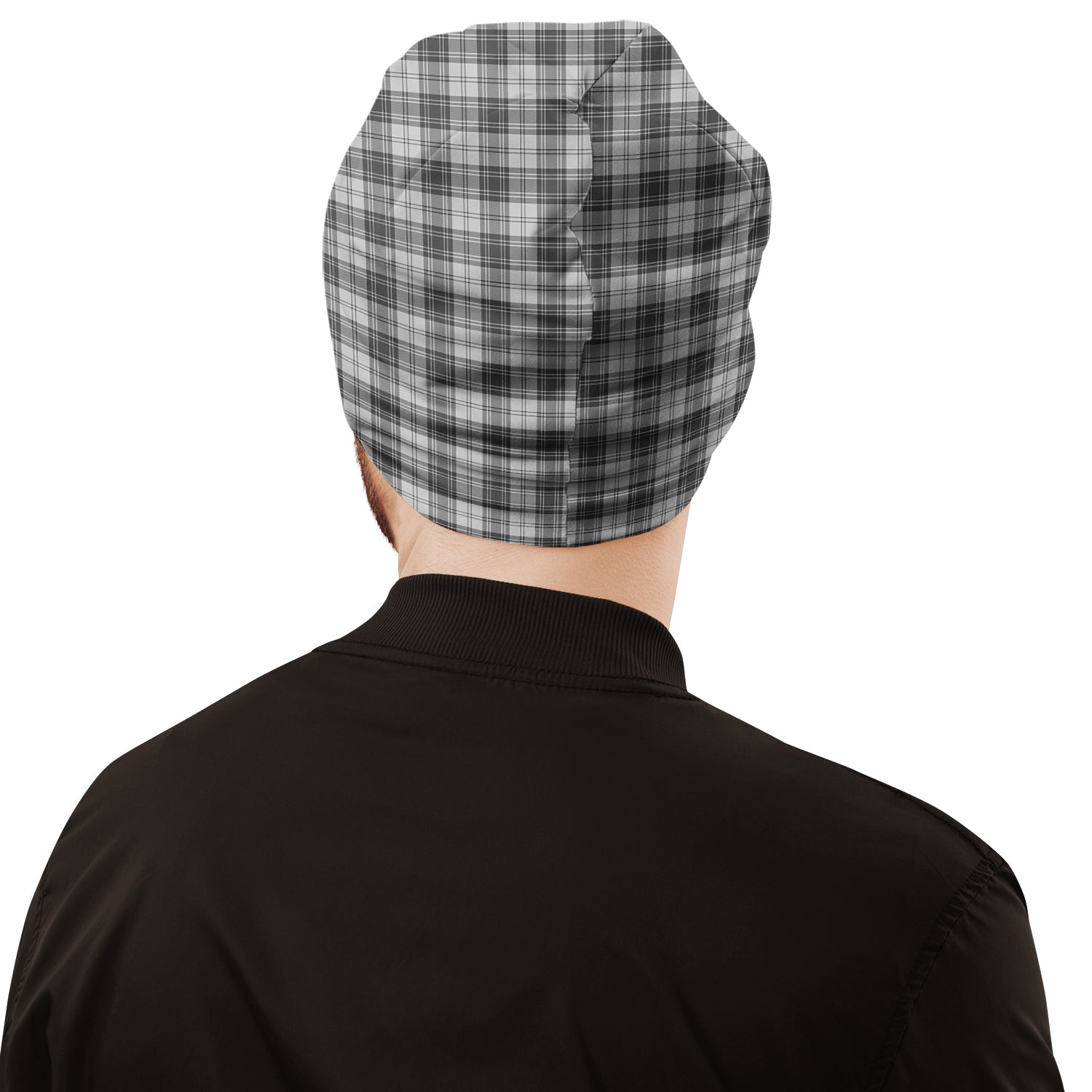 Douglas Grey Modern Tartan Beanies Hat with Family Crest - Tartan Vibes Clothing