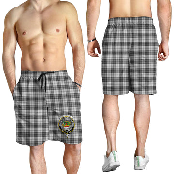 Douglas Grey Modern Tartan Mens Shorts with Family Crest