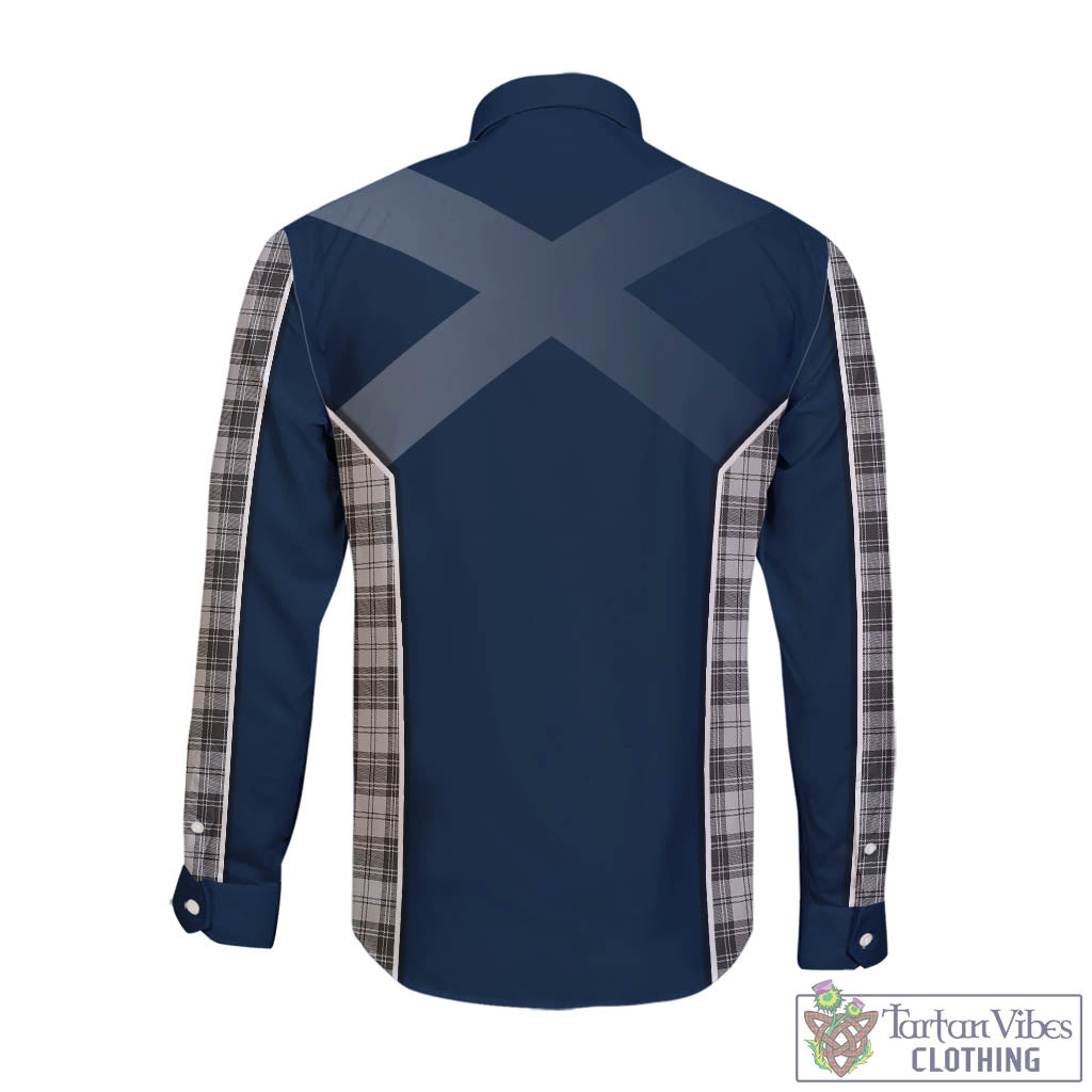 Tartan Vibes Clothing Douglas Grey Modern Tartan Long Sleeve Button Up Shirt with Family Crest and Scottish Thistle Vibes Sport Style