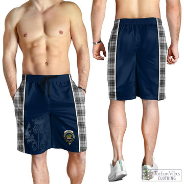 Douglas Grey Modern Tartan Men's Shorts with Family Crest and Scottish Thistle Vibes Sport Style