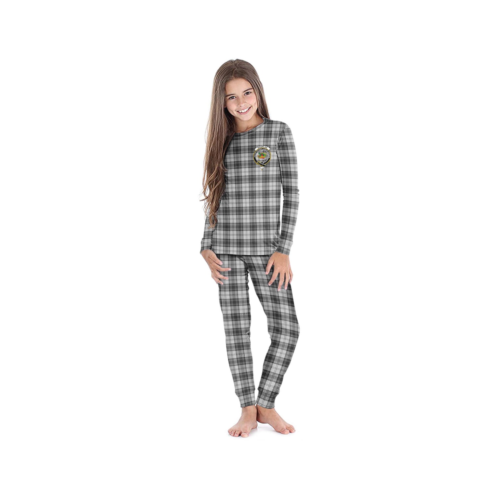 Douglas Grey Modern Tartan Pajamas Family Set with Family Crest - Tartan Vibes Clothing