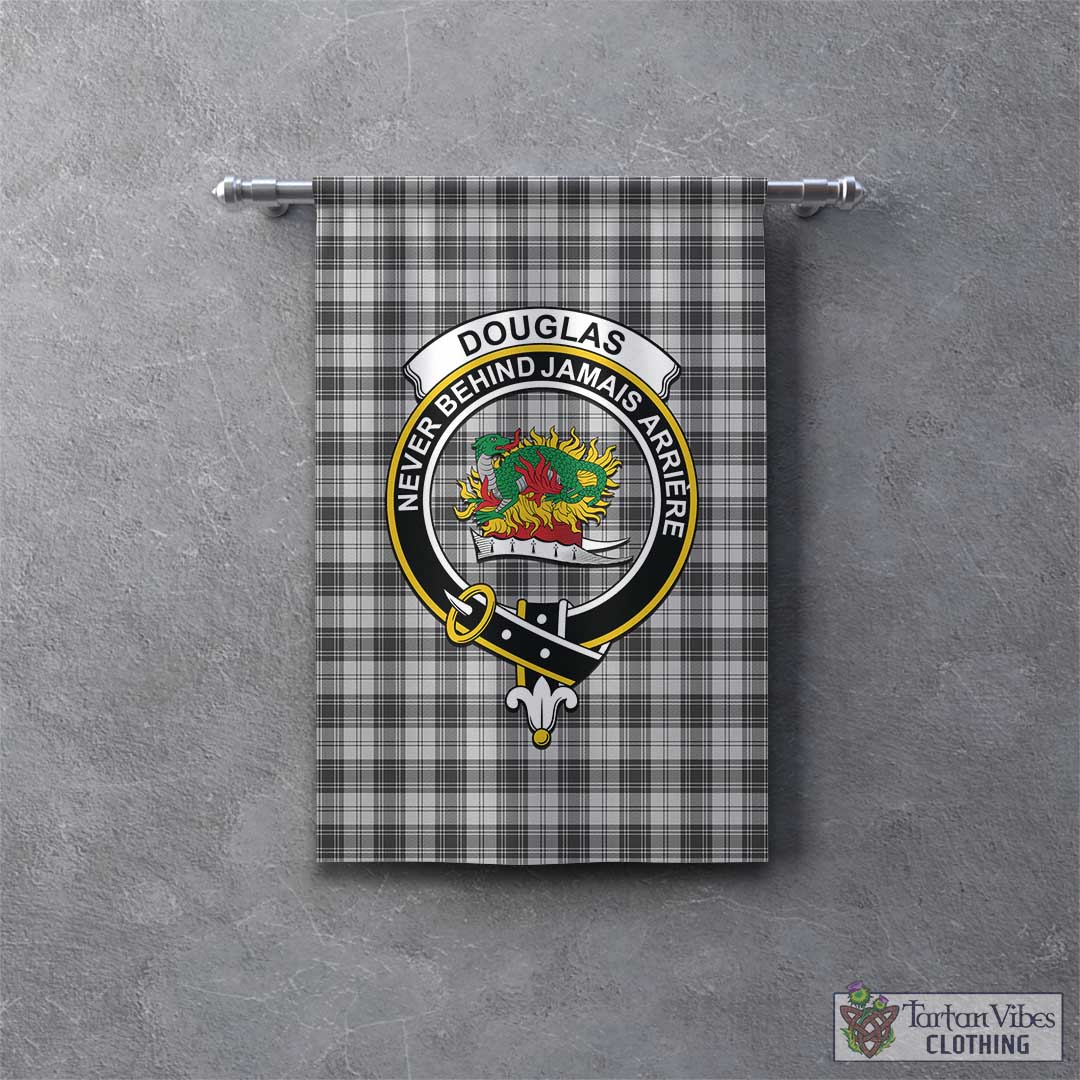 Tartan Vibes Clothing Douglas Grey Modern Tartan Gonfalon, Tartan Banner with Family Crest