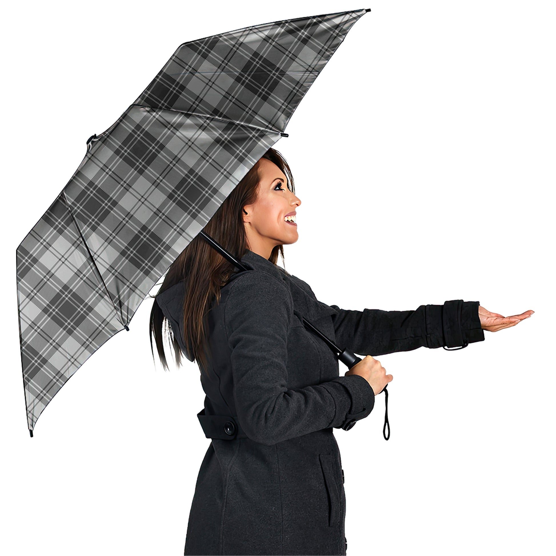 Douglas Grey Modern Tartan Umbrella - Tartanvibesclothing