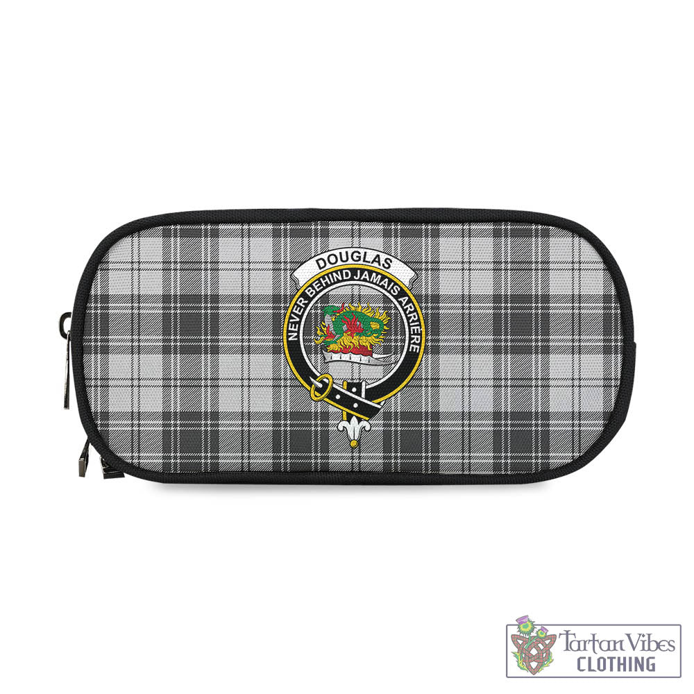 Tartan Vibes Clothing Douglas Grey Modern Tartan Pen and Pencil Case with Family Crest