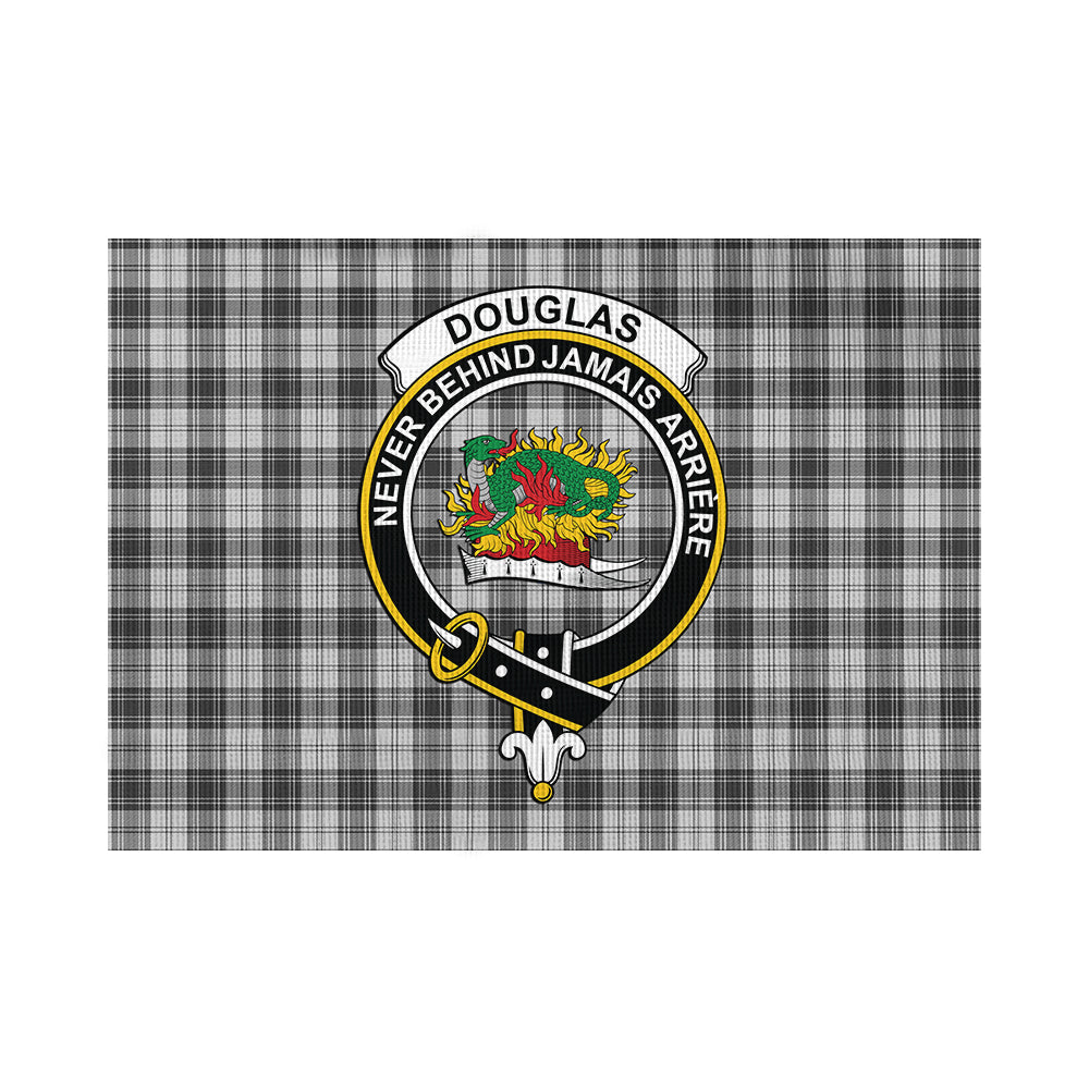 Douglas Grey Modern Tartan Flag with Family Crest - Tartan Vibes Clothing