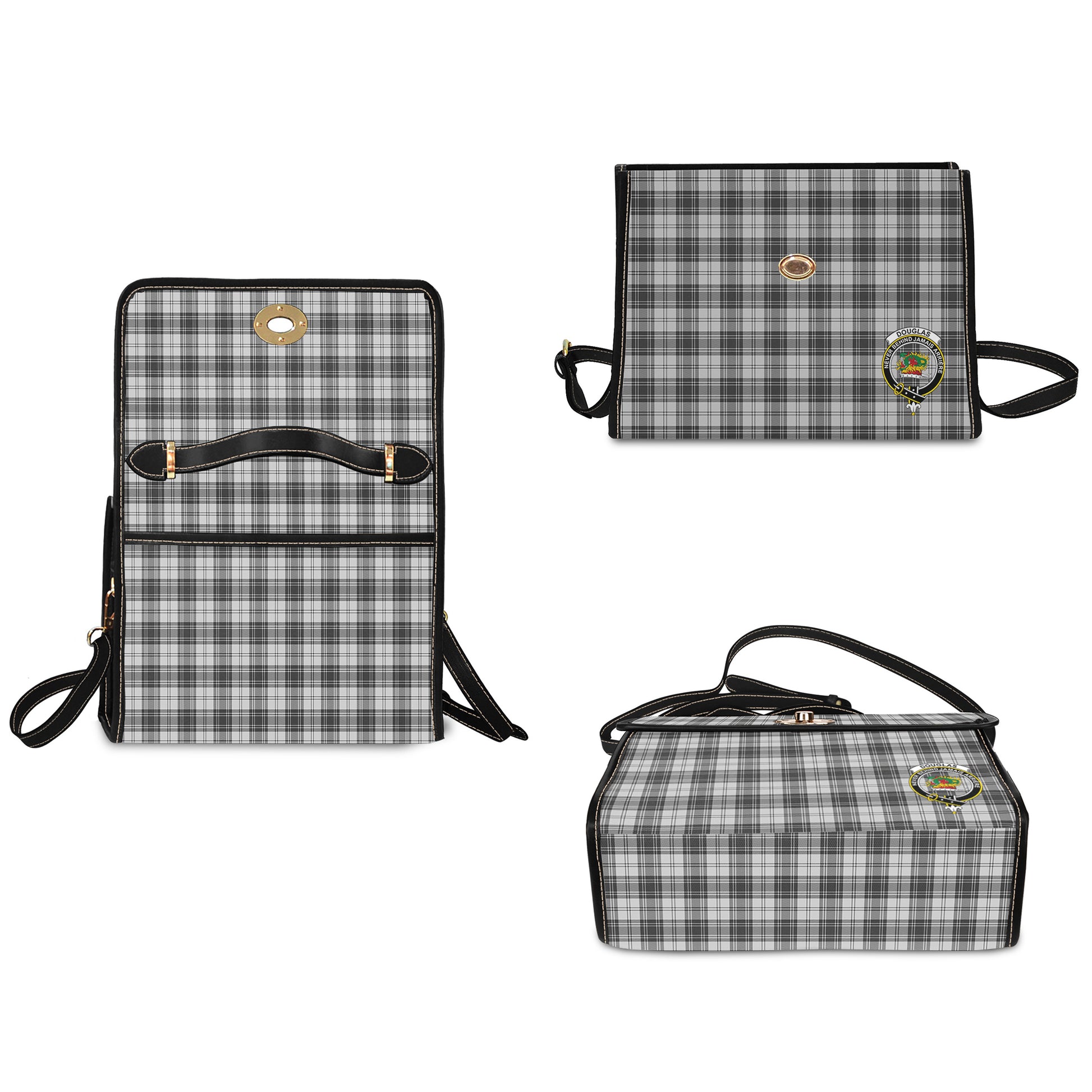 douglas-grey-modern-tartan-leather-strap-waterproof-canvas-bag-with-family-crest