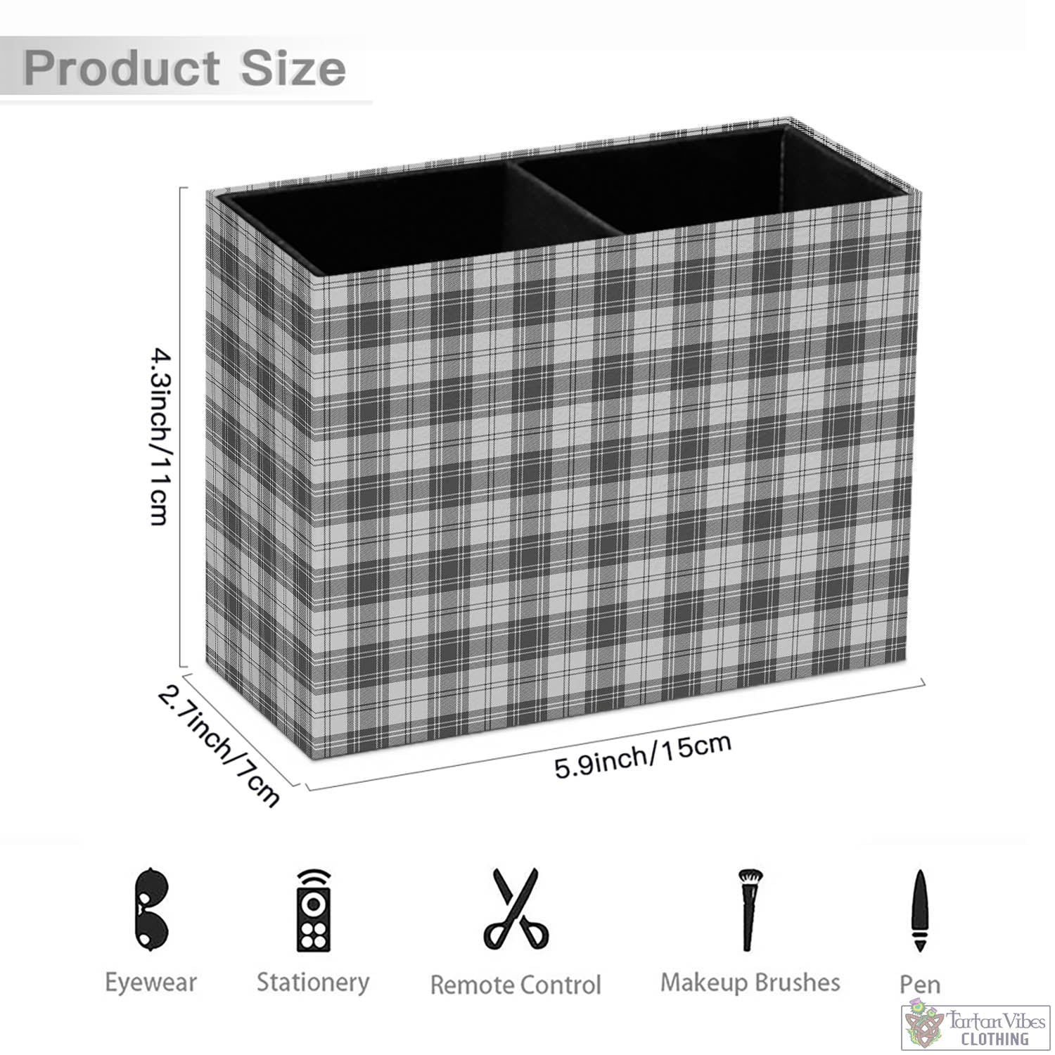 Tartan Vibes Clothing Douglas Grey Modern Tartan Pen Holder